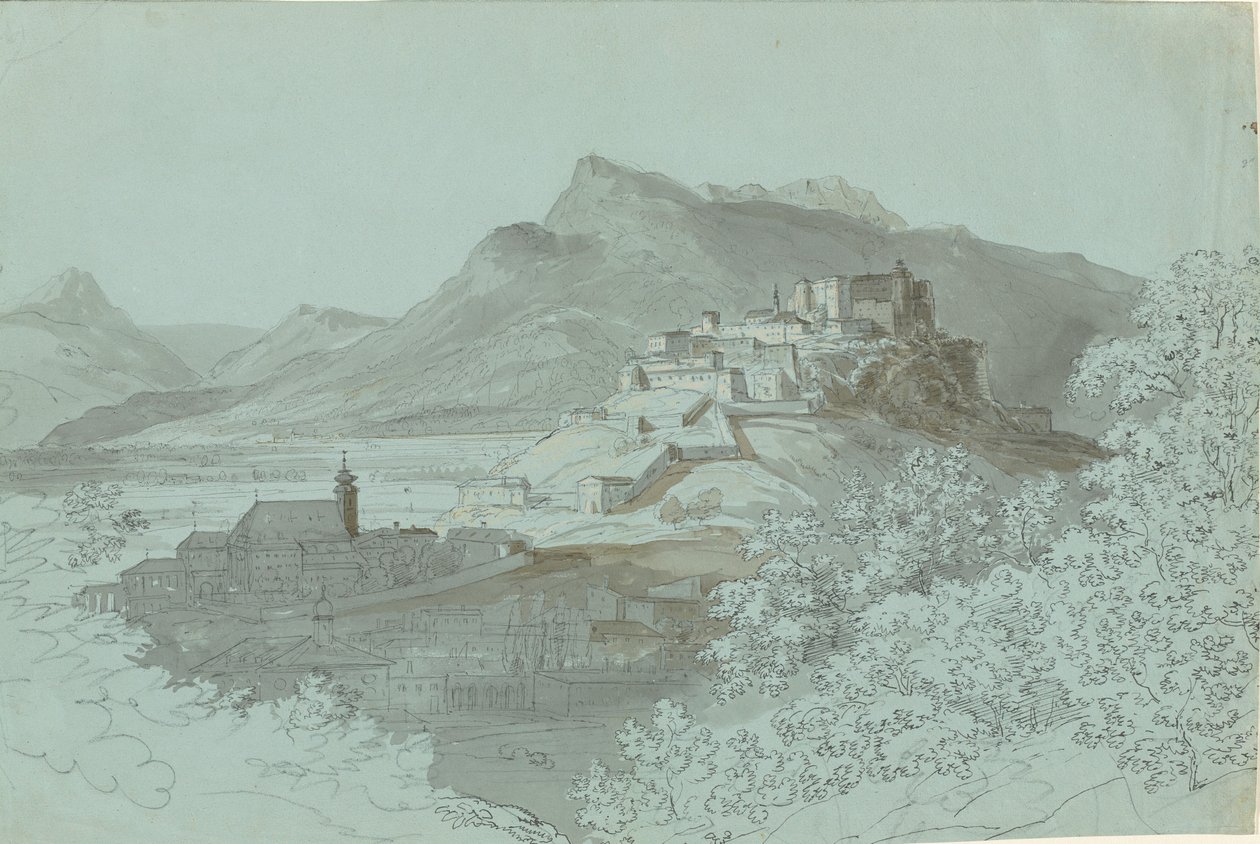Vue de Salzbourg, années 1820 - Johann Georg von Dillis