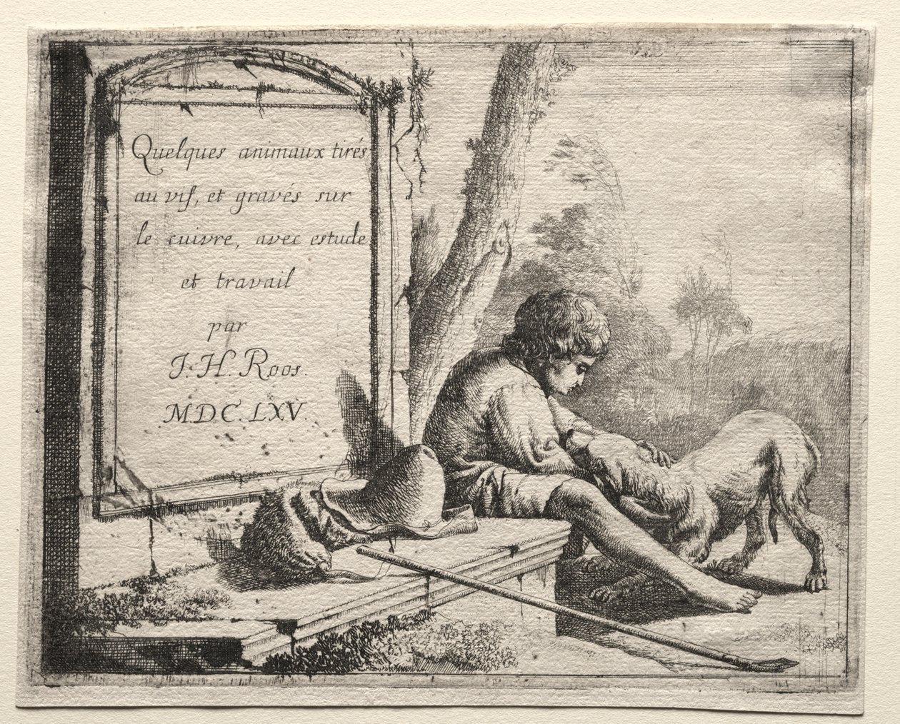 Page de titre : Berger caressant son chien - Johann Heinrich Roos