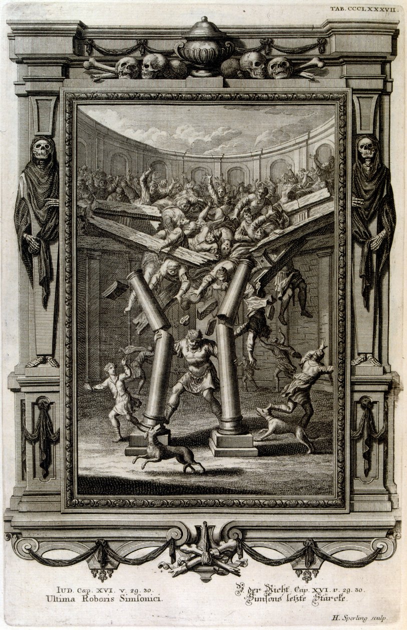Samson détruit le temple de Baal - Johann Jakob Scheuchzer