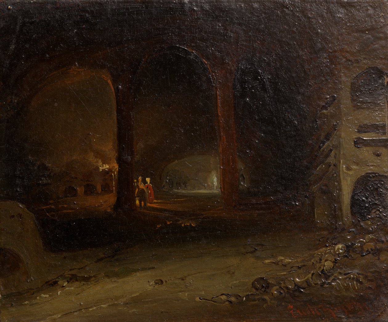 Visiteurs dans une voûte souterraine - Johann Nepomuk Ender