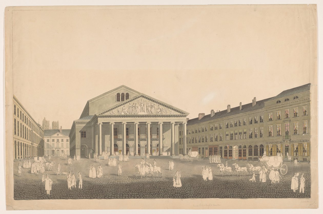 Vue du Théâtre Royal à Bruxelles - Johann Nepomuk Gibèle