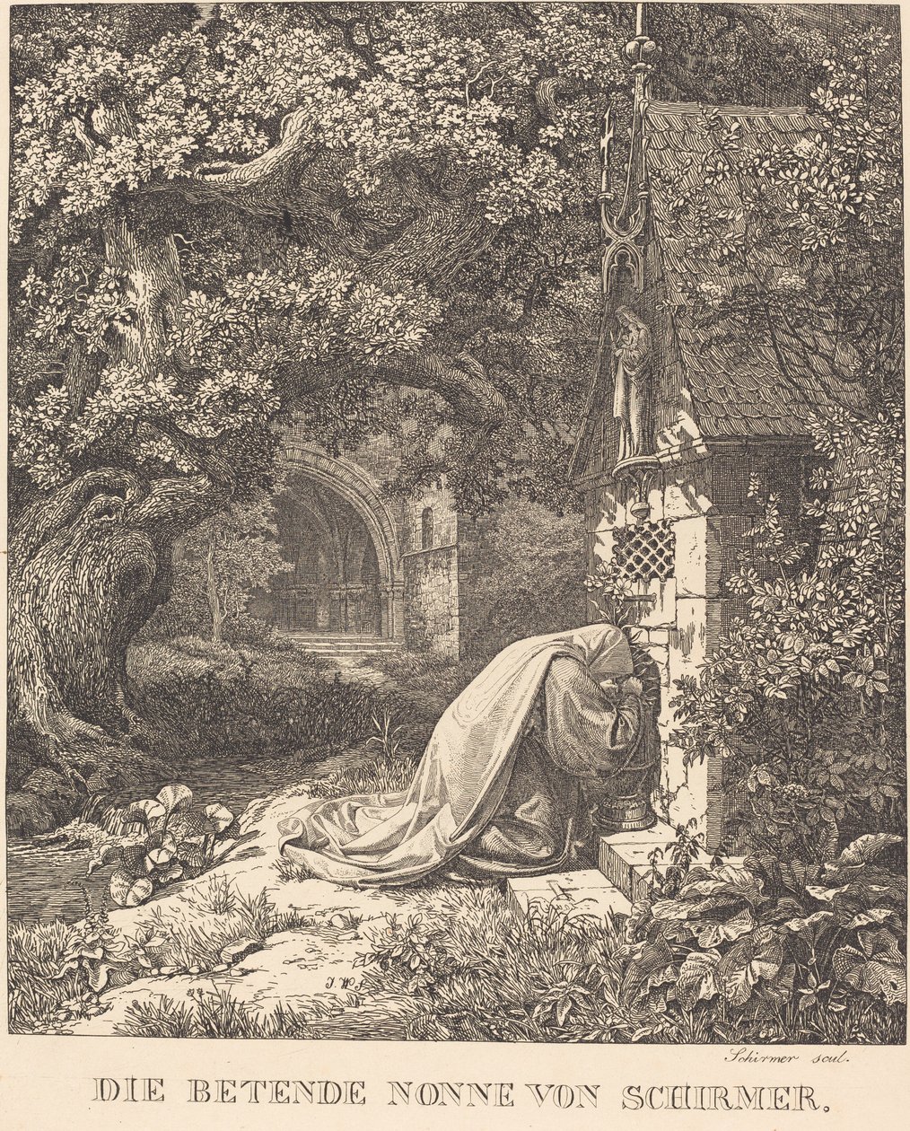 Die betende nonne - Johann Wilhelm Schirmer
