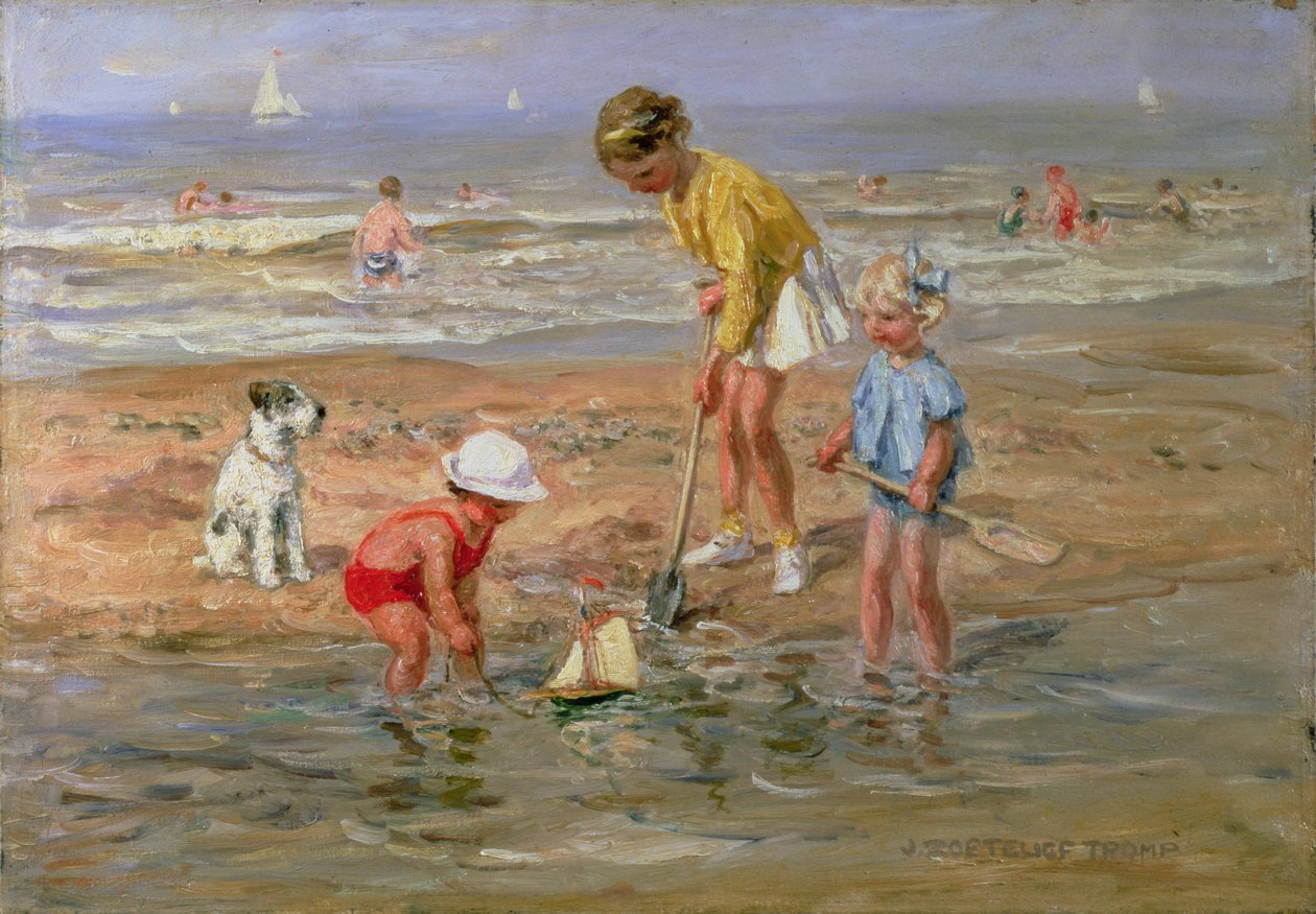 Enfants jouant au bord de la mer - Johann Zoetelief Tromp