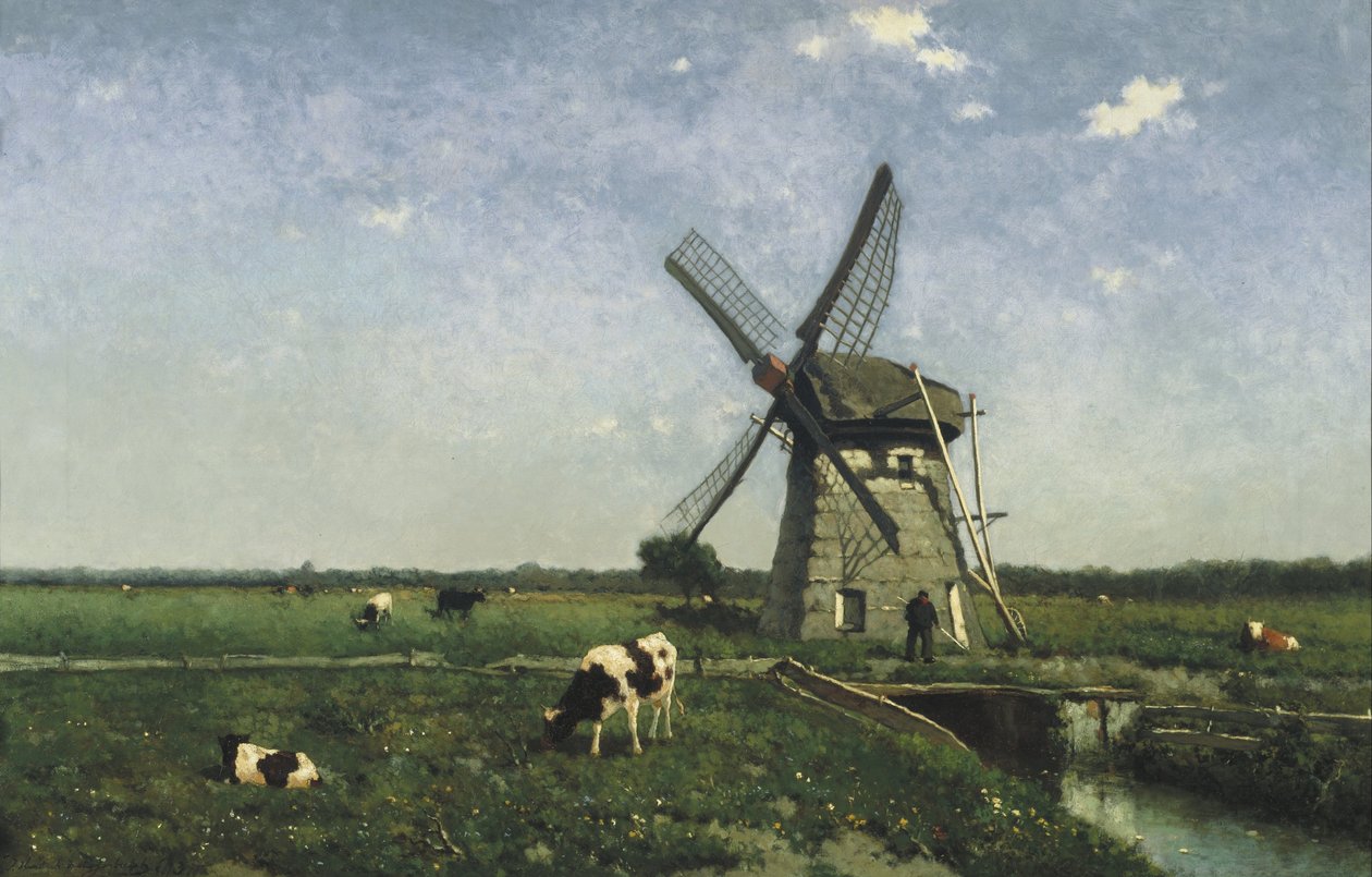 Paysage avec moulin près de Schiedam - Johannes Hendrik Weissenbruch