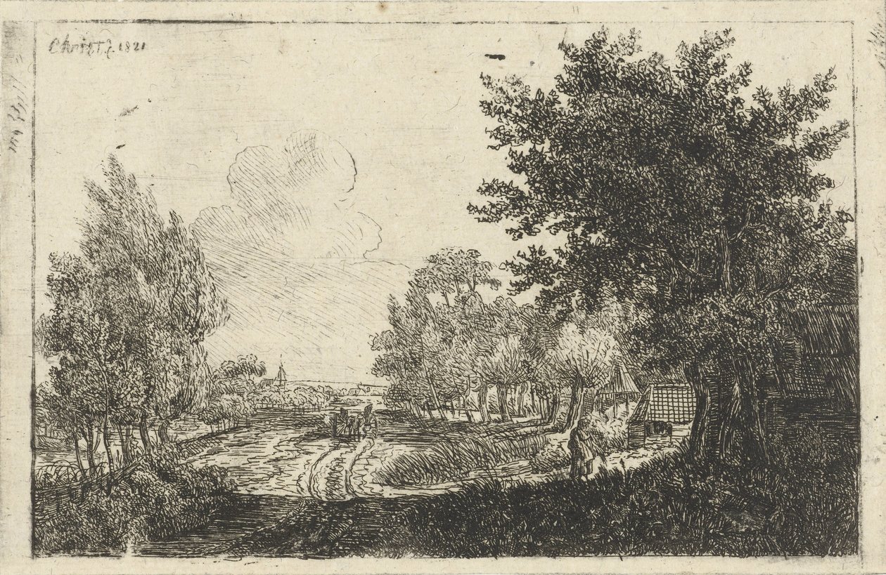 Paysage avec une charrette de paysans - Johannes Franciscus Christ