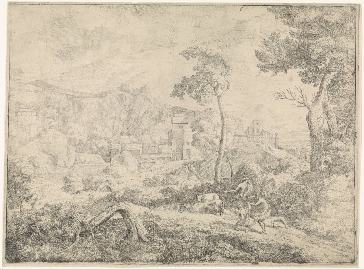 Trois bergers dans une tempête - Johannes Gottlieb Glauber