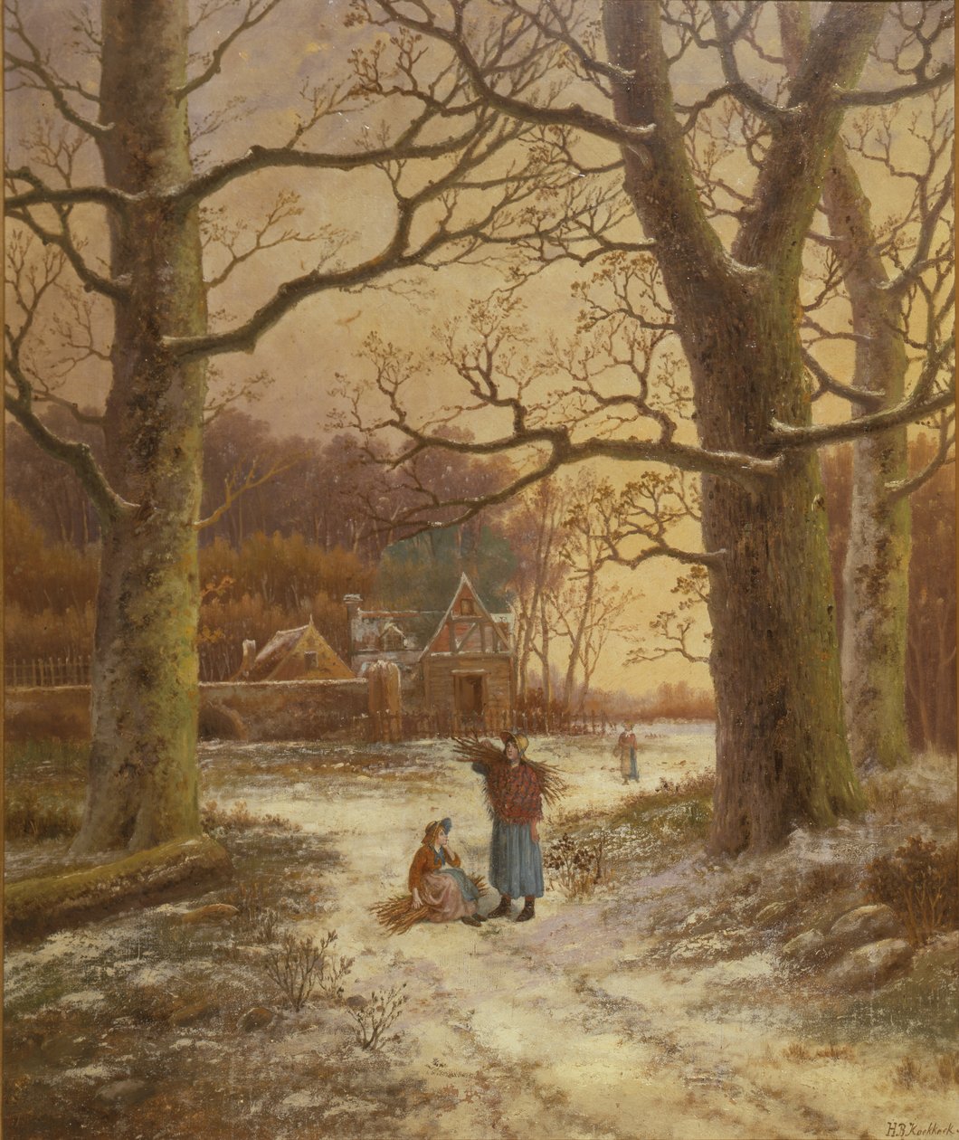 Ramassage de bois en hiver - Johannes Hermann Barend Koekkoek