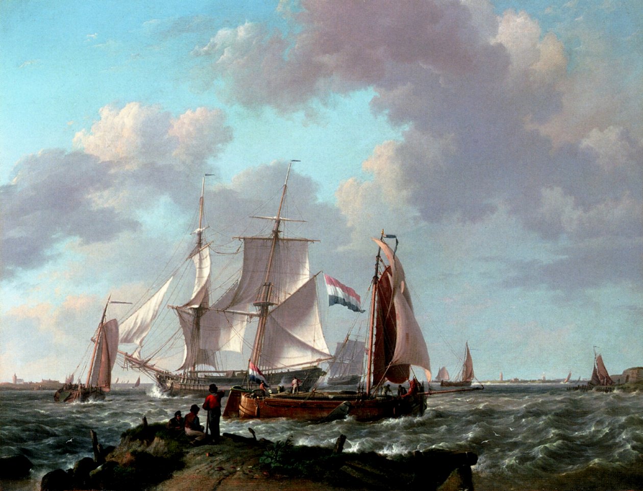 Navires près de la côte, 1831 - Johannes Hermann Barend Koekkoek