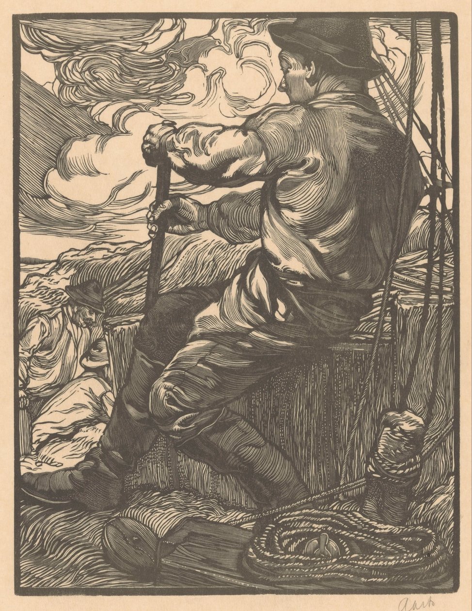 Travailleur en train de ramer - Johannes Josephus Aarts (signed by artist)