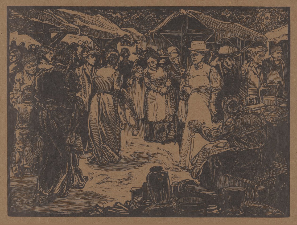 Scène de marché avec hommes et femmes - Johannes Josephus Aarts