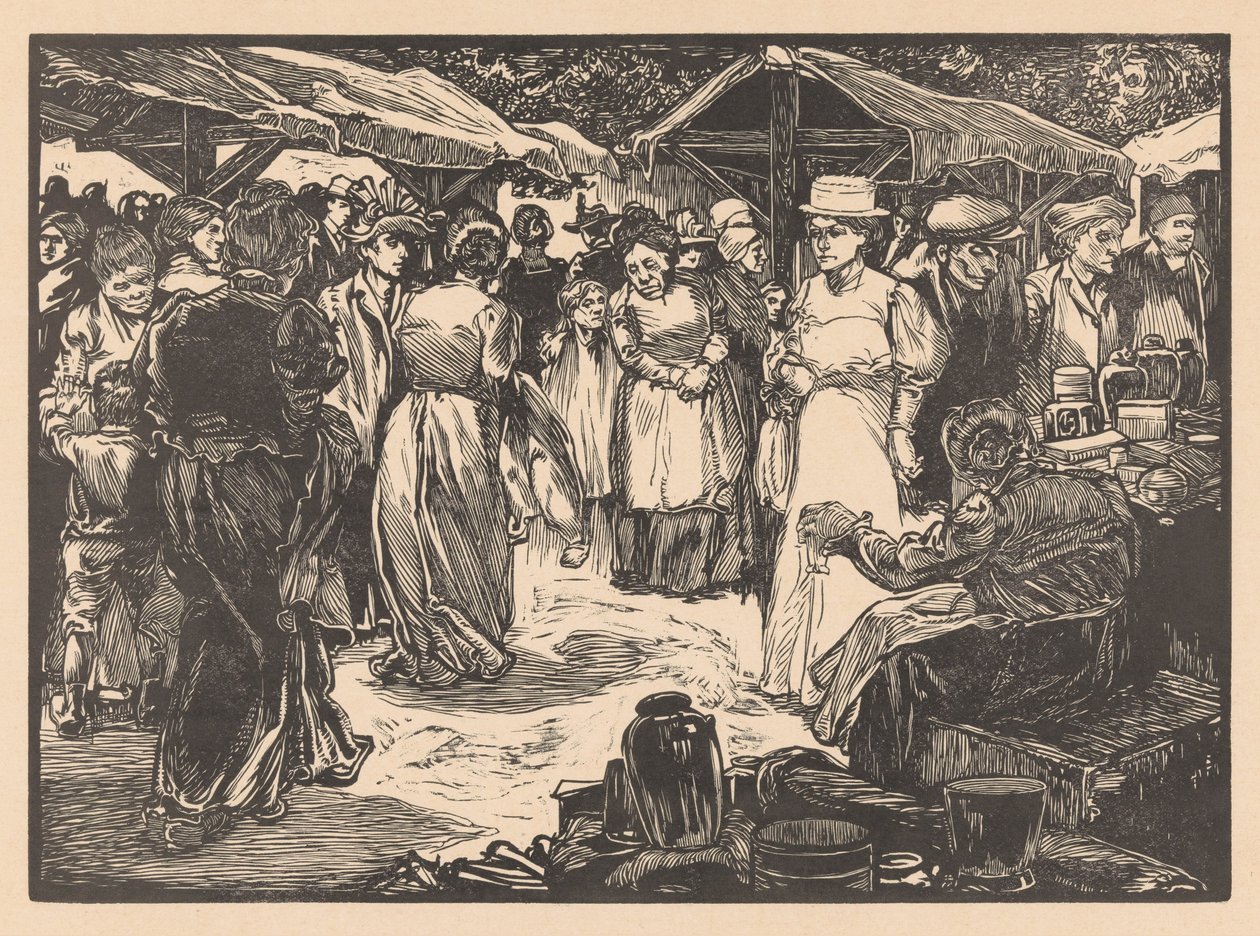 Scène de marché avec hommes et femmes - Johannes Josephus Aarts
