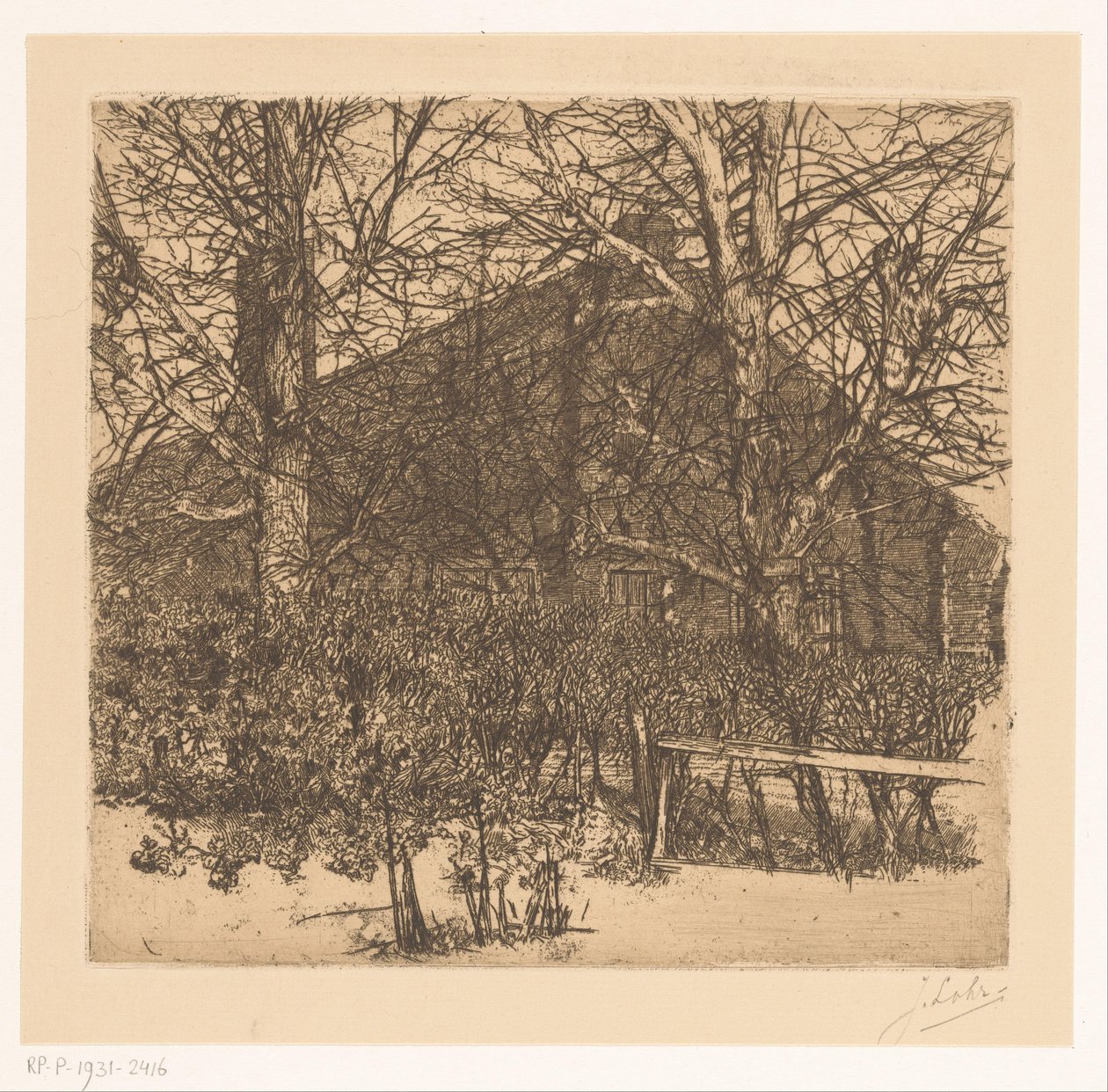 Arbres devant une ferme - Johannes Löhr
