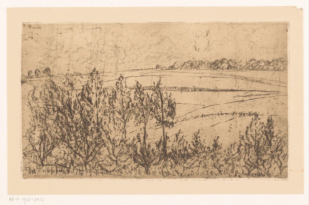 Paysage avec champs et arbres - Johannes Löhr