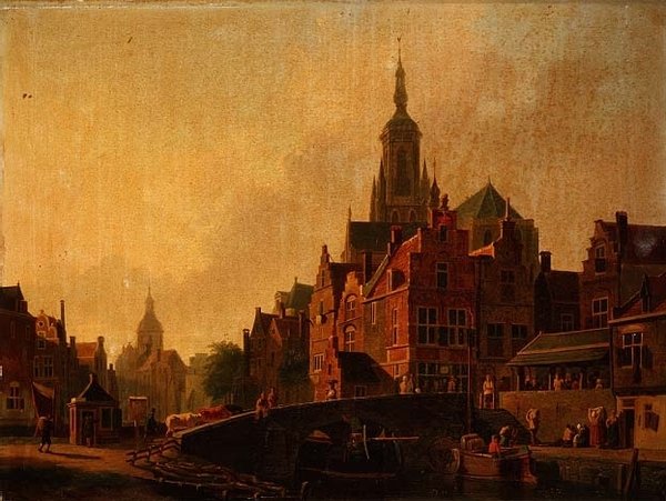 Une scène de ville hollandaise - Johannes Rutten