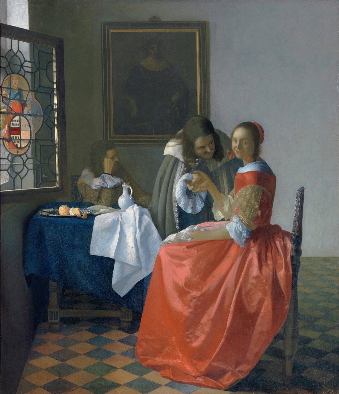 Jeune femme avec un verre de vin - Johannes Vermeer