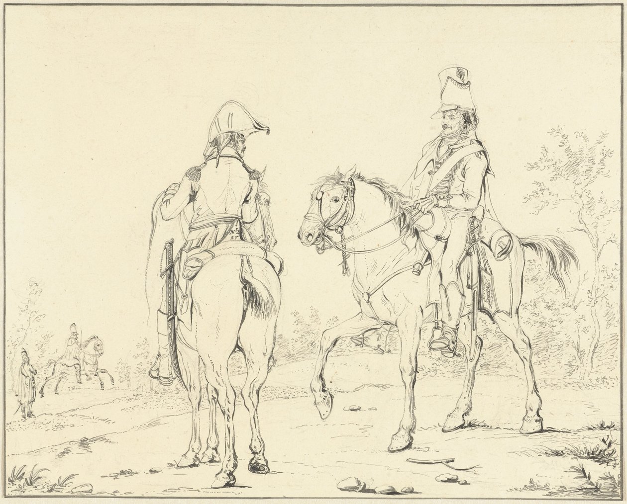Deux cavaliers français à cheval - Johannes Vinkeles