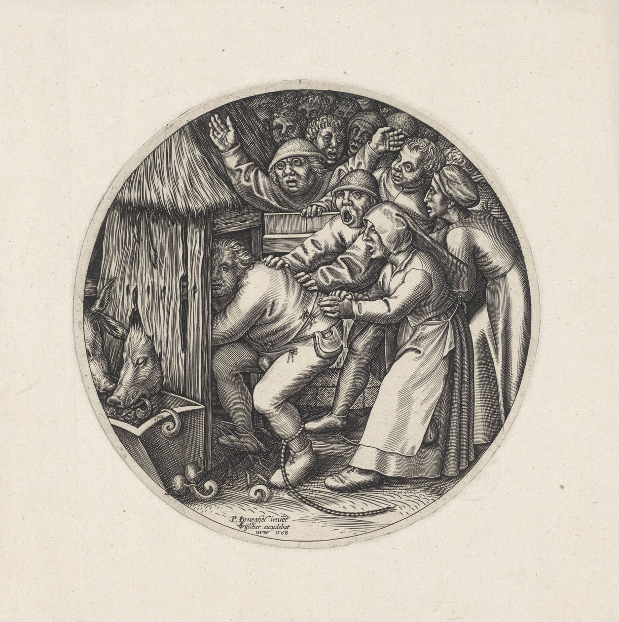 Le cochon doit être dans son enclos - Johannes Wierix