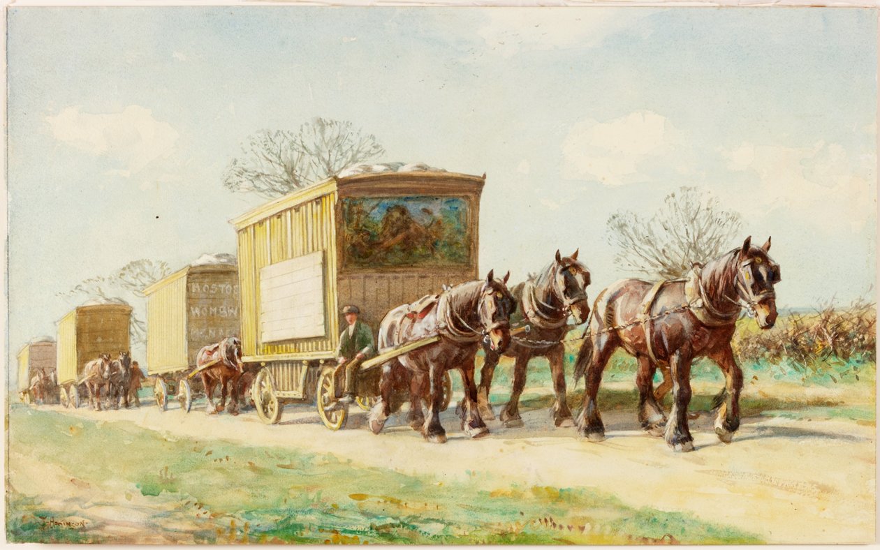Ménagerie itinérante sur la route - John Atkinson