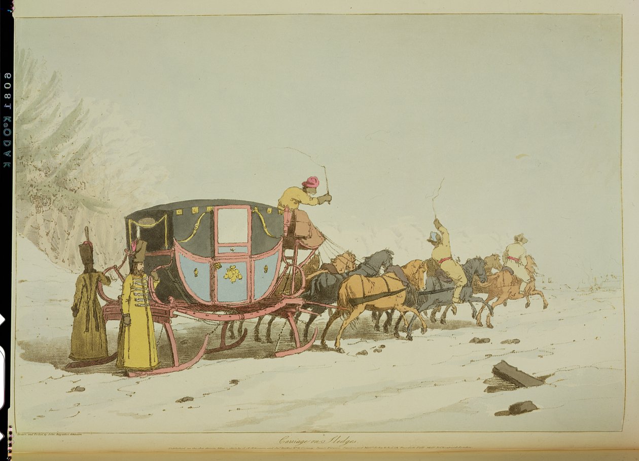 Carrosse sur traîneaux, gravé par l