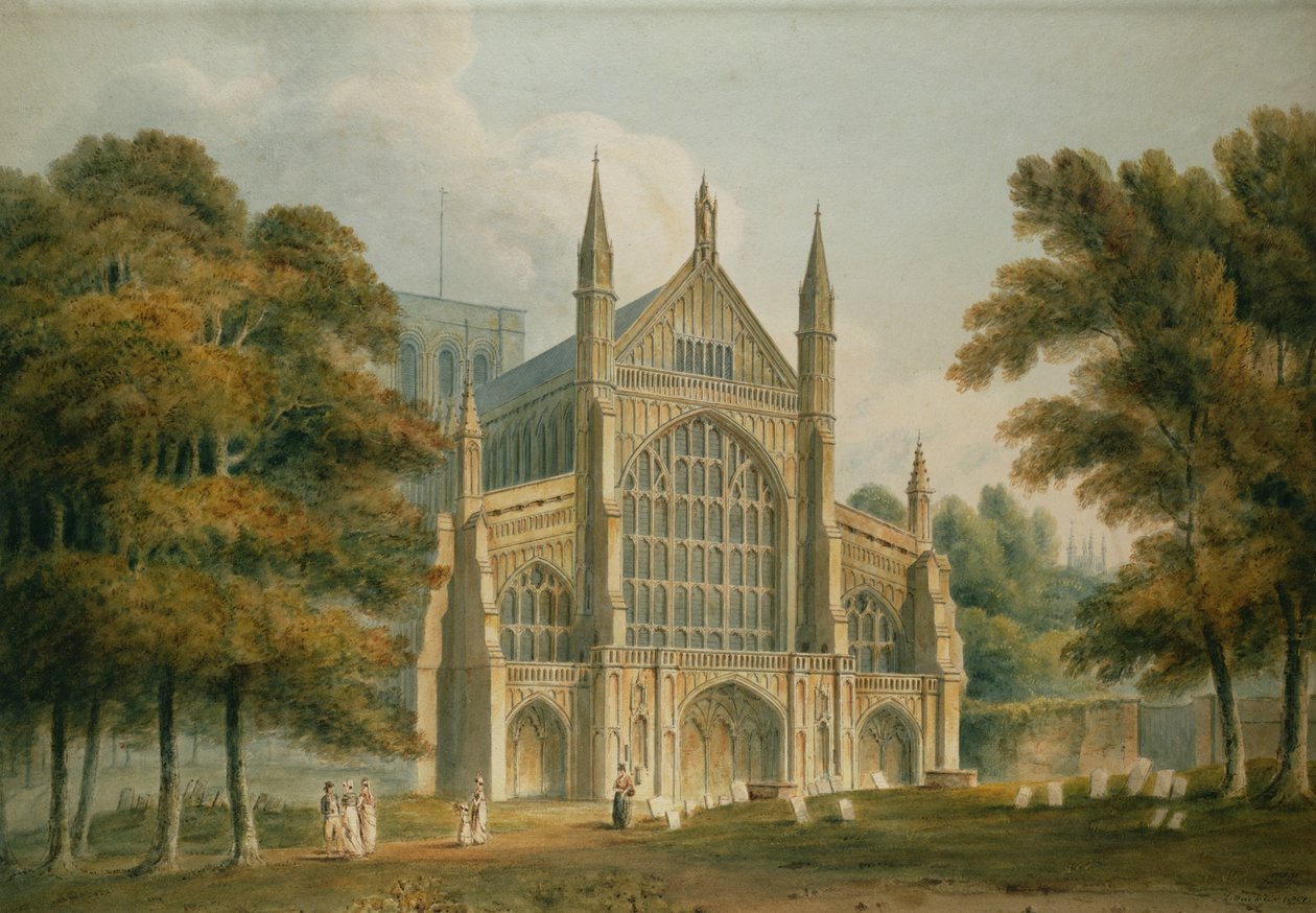 Cathédrale de Winchester : La Façade du Nord-Ouest, 1801 - John Chessell Buckler