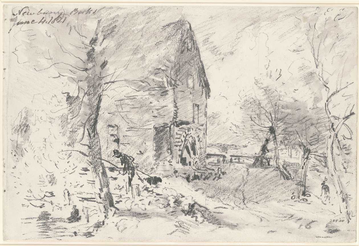 Moulin à eau à Newbury (crayon) - John Constable