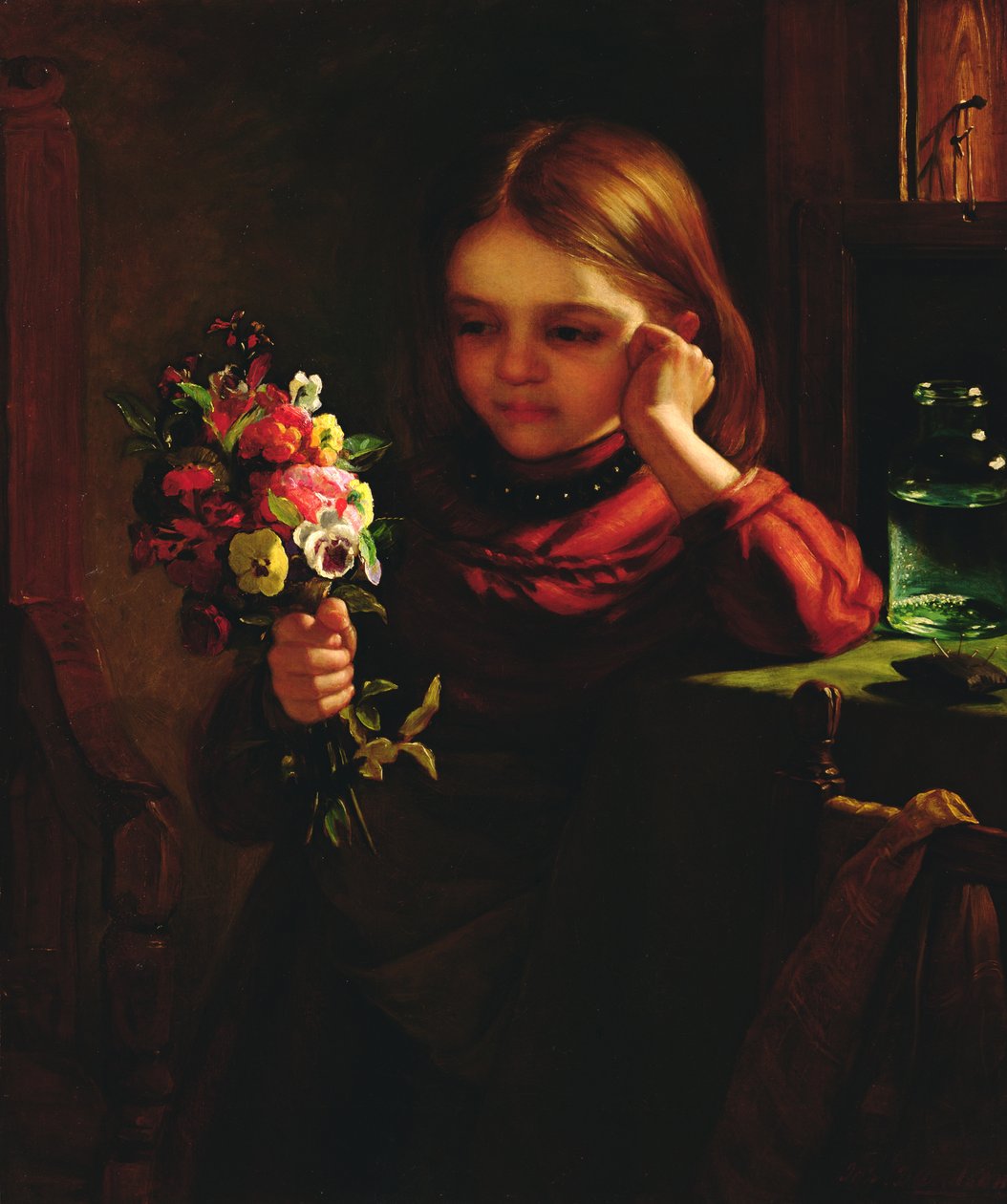 Fille avec des fleurs - John Davidson
