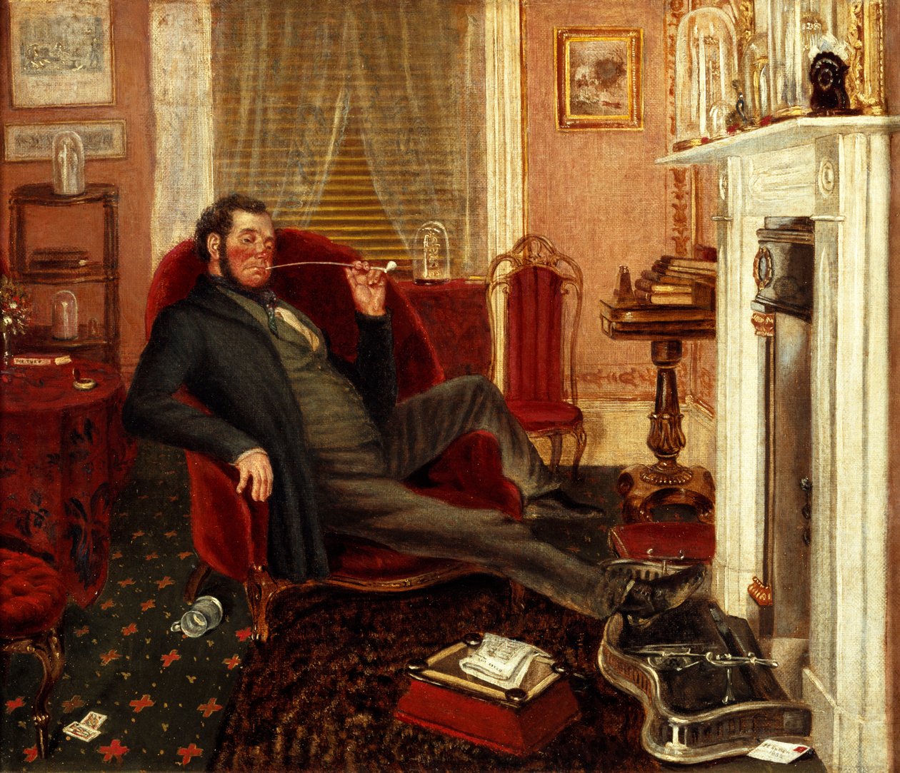 Homme fumant dans un salon, 1862 - John Edward Soden