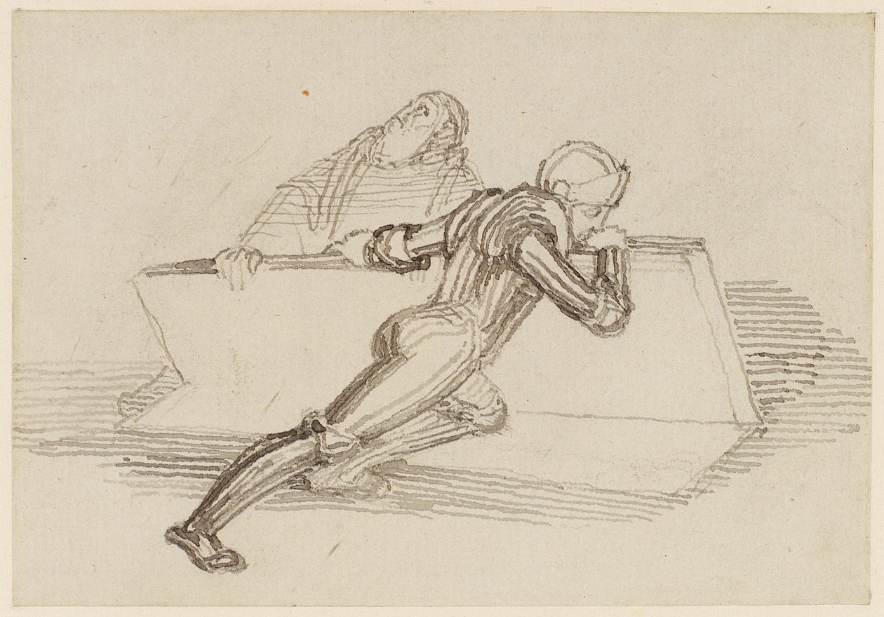 Un chevalier soulevant une dalle - John Flaxman
