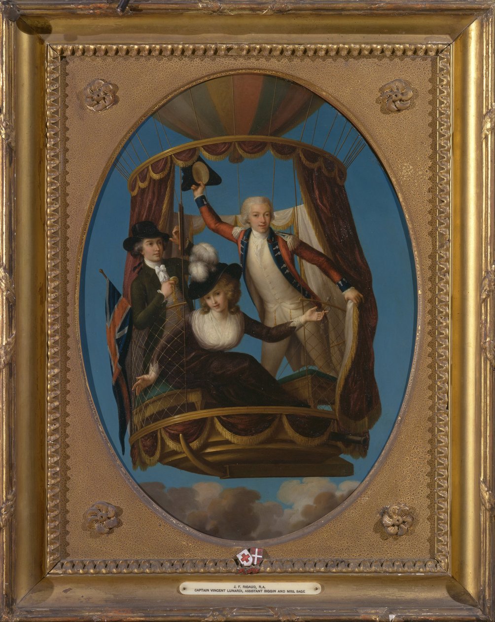 Le capitaine Vincenzo Lunardi avec son assistant George Biggin, et Mme Letitia Anne Sage, dans un ballon - John Francis Rigaud