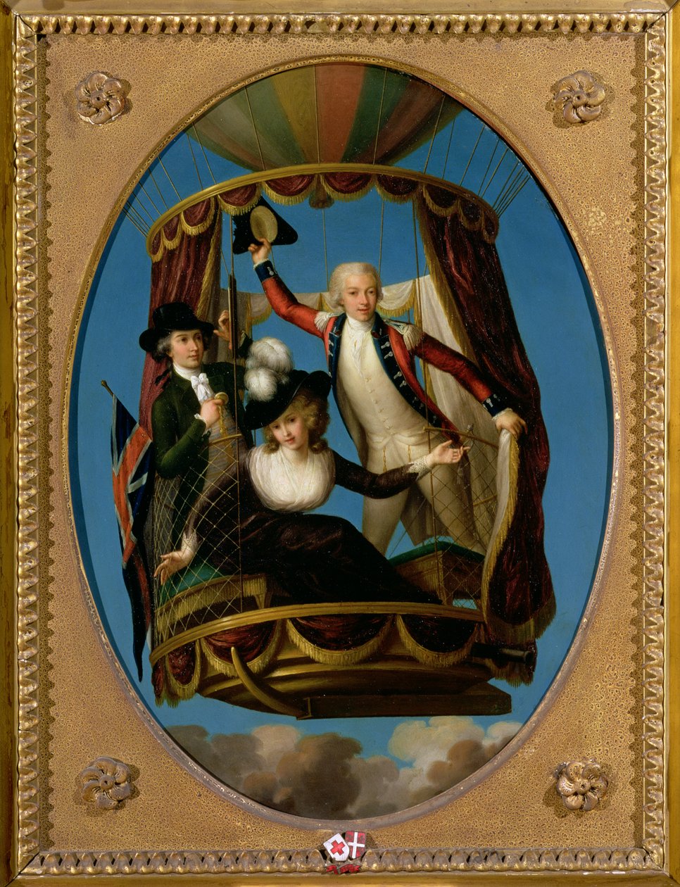 Le capitaine Vincenzo Lunardi avec son assistant George Biggin et Mme Letitia Anne Sage, dans un ballon, 1785 - John Francis Rigaud