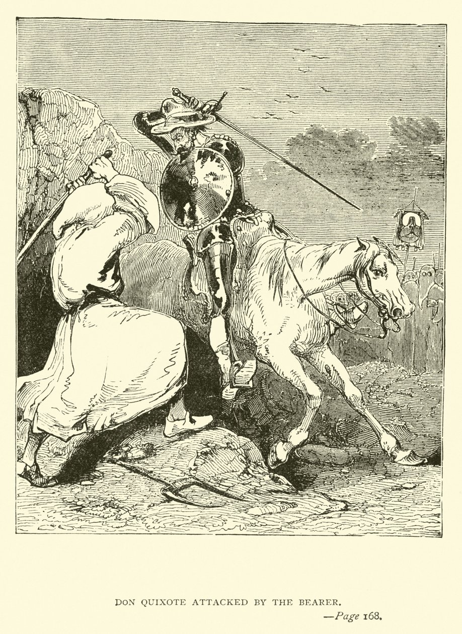 Don Quichotte attaqué par le porteur - John Gilbert