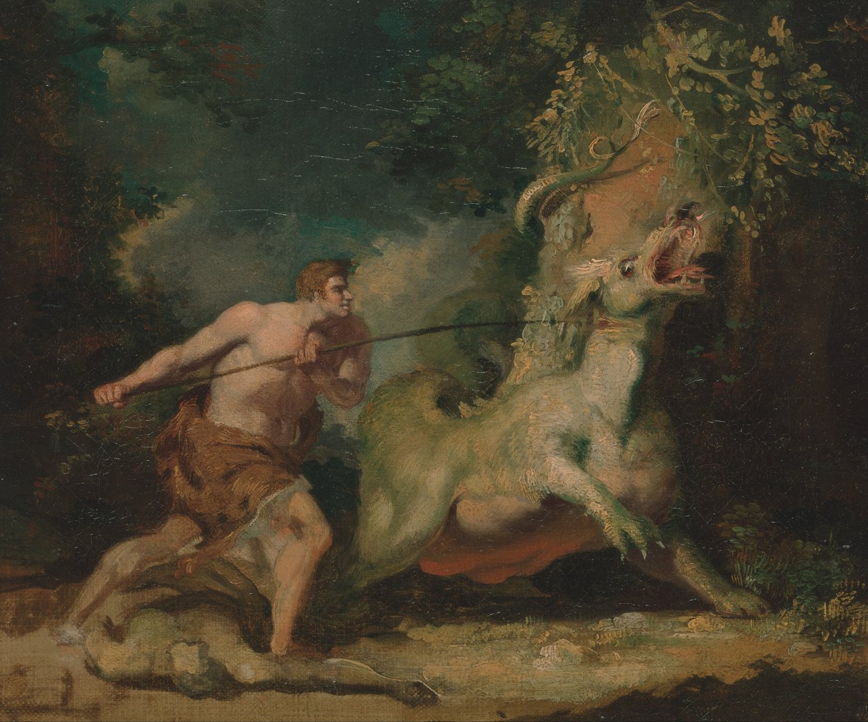 Homme attaquant un monstre - John Hamilton Mortimer