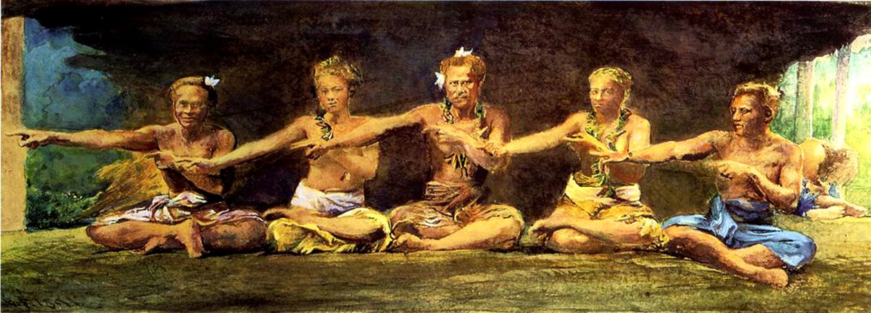 Danse Siva avec 5 danseurs, Vaiala, Samoa, 1890 - John La Farge or Lafarge