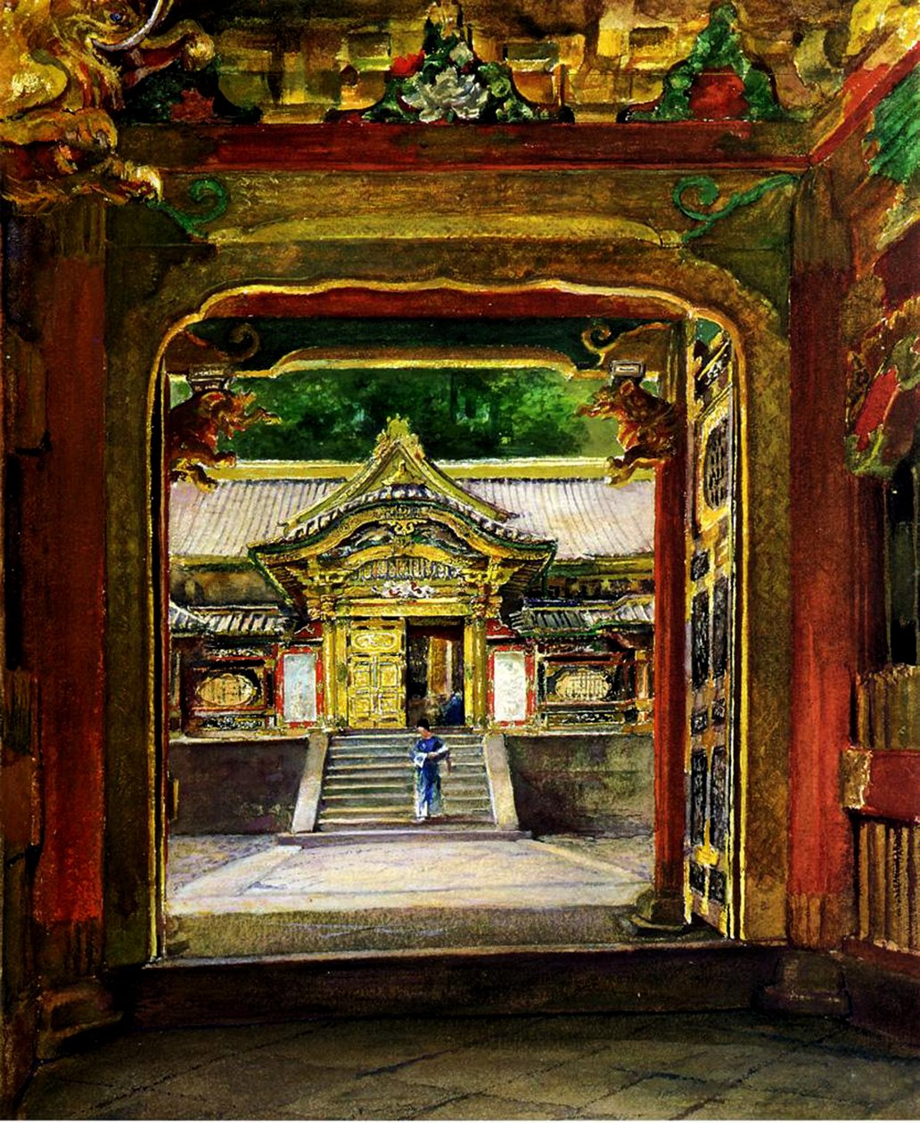 La 3ème porte, temple Iyemitsu, Nikko, Japon, vers 1886 - John La Farge or Lafarge