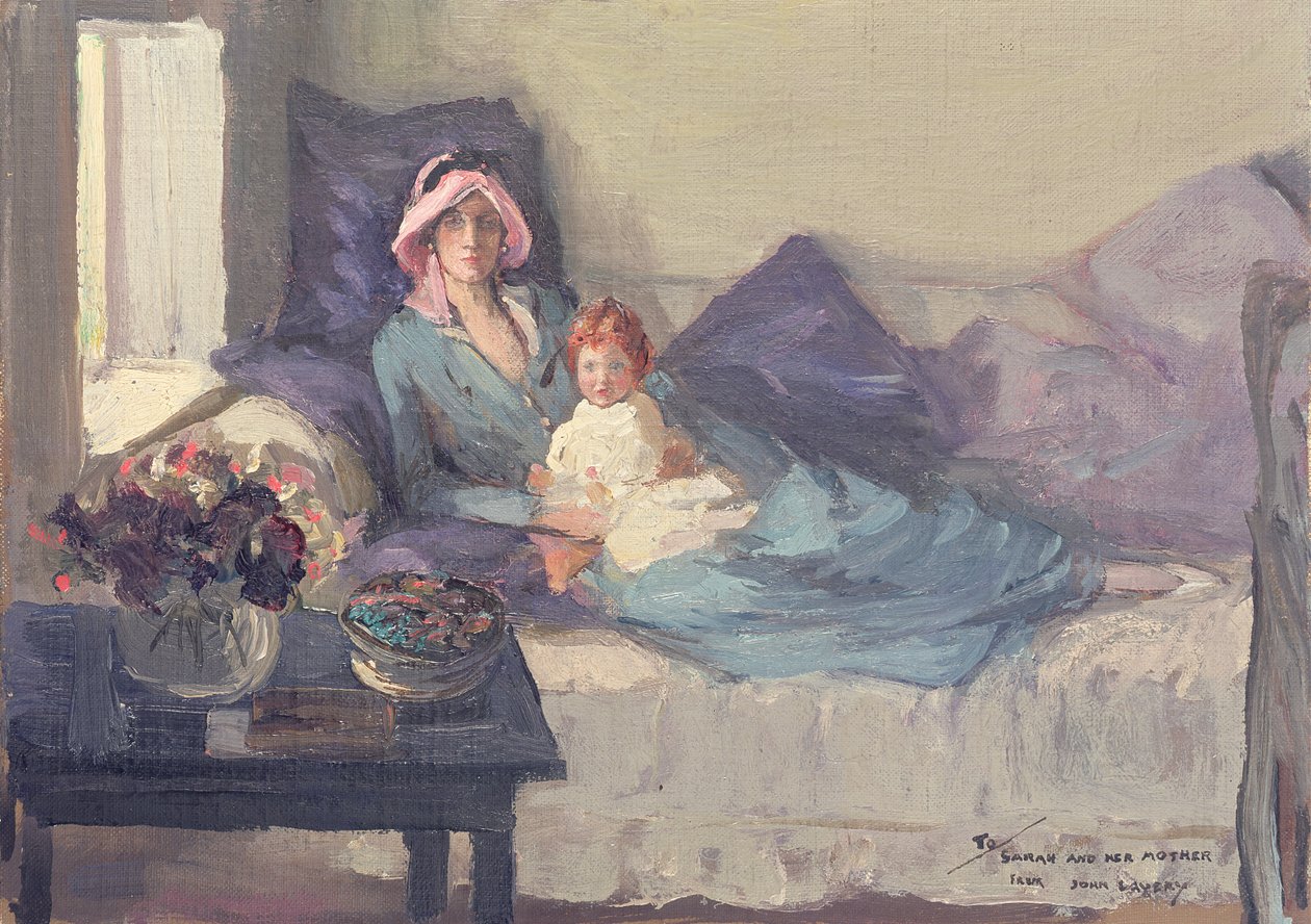 Mme Winston Churchill avec sa fille, Sarah, après 1914 - John Lavery