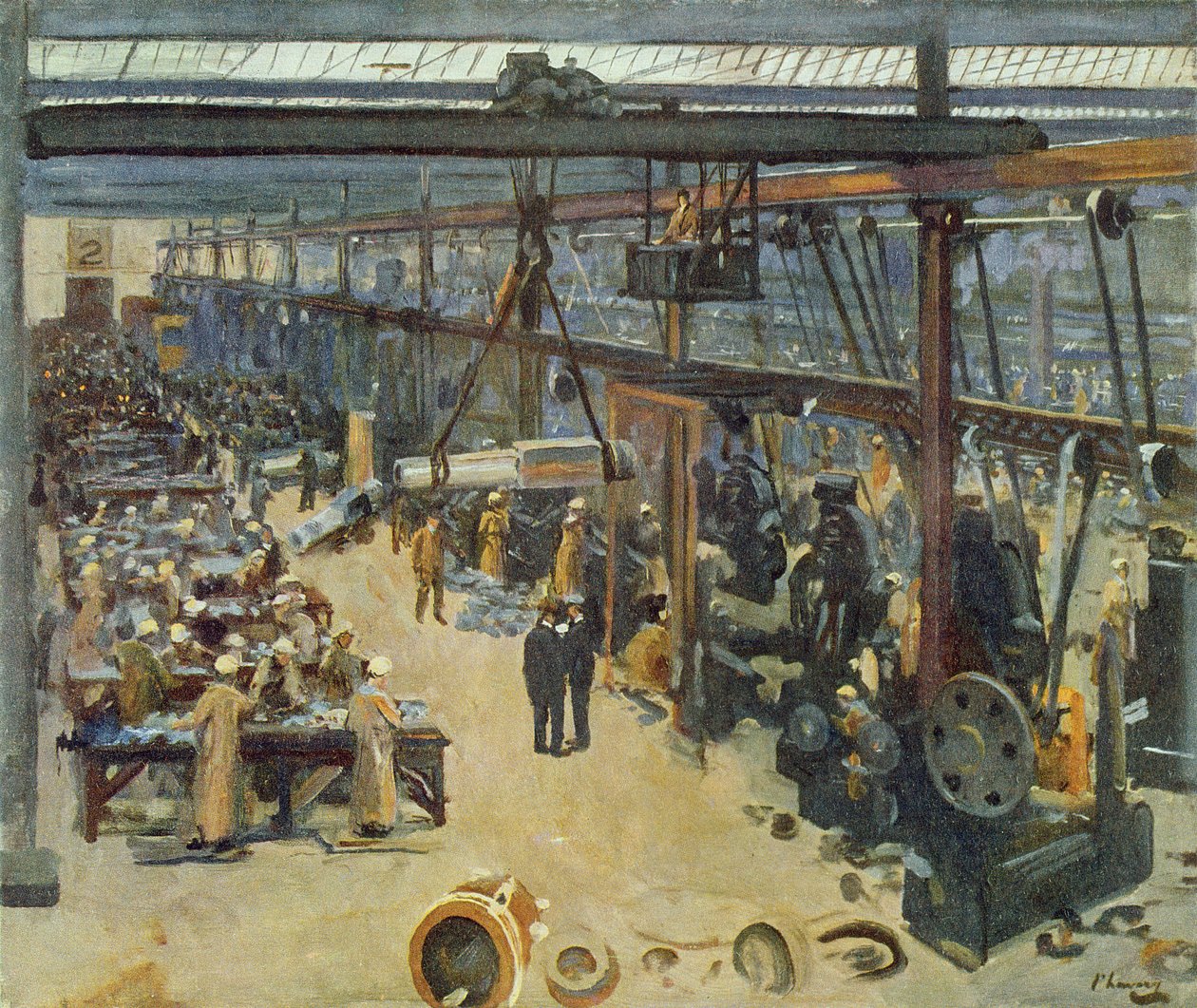 Scène dans un chantier naval de Clyde, (Messrs Beardmore und Co), de British Artists at the Front, continuation de 