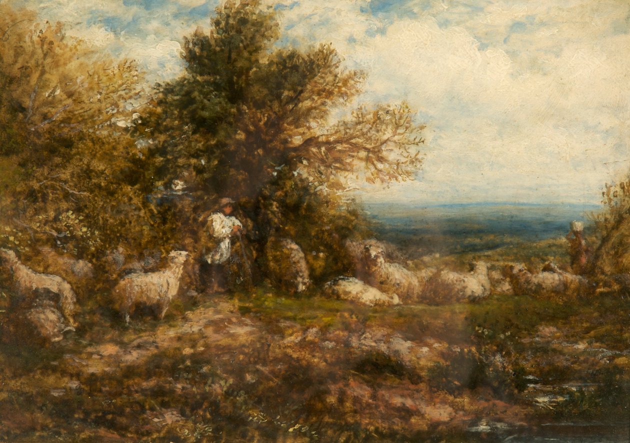 Moutons au repos; Gardant le troupeau, c.1840-80 - John Linnell