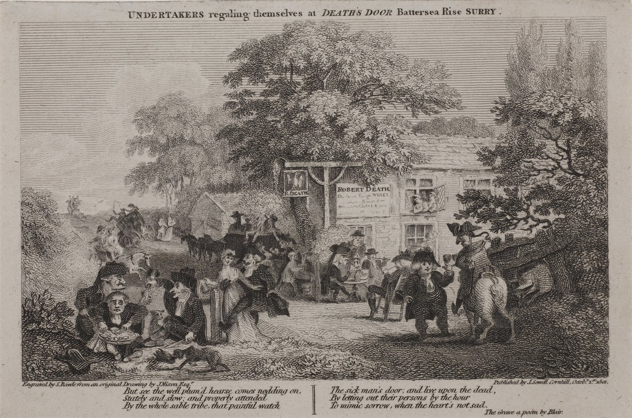 Les entrepreneurs de pompes funèbres se régalant à la porte de la mort, 1801 - John Nixon