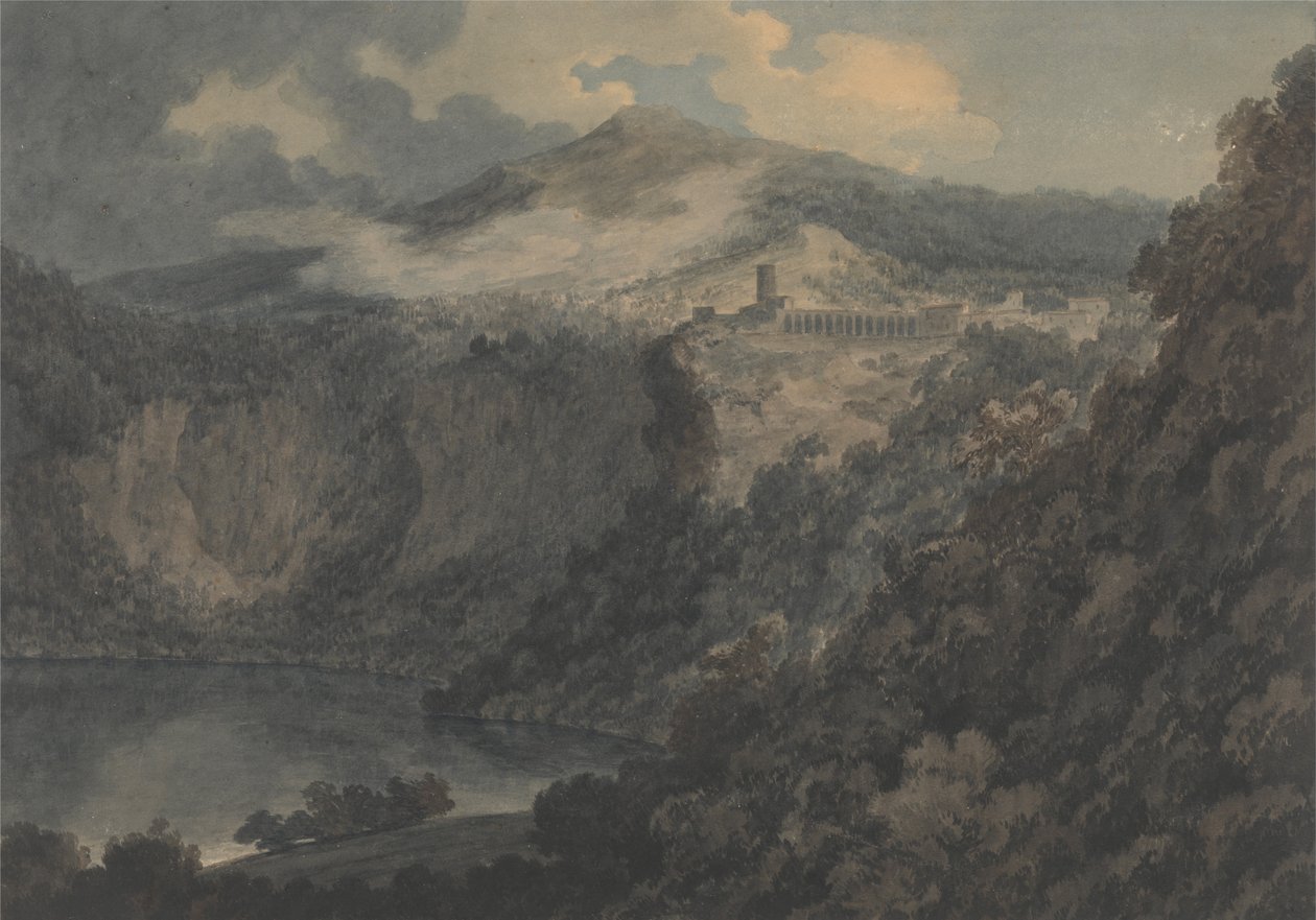 Le lac et la ville de Nemi - John Robert Cozens