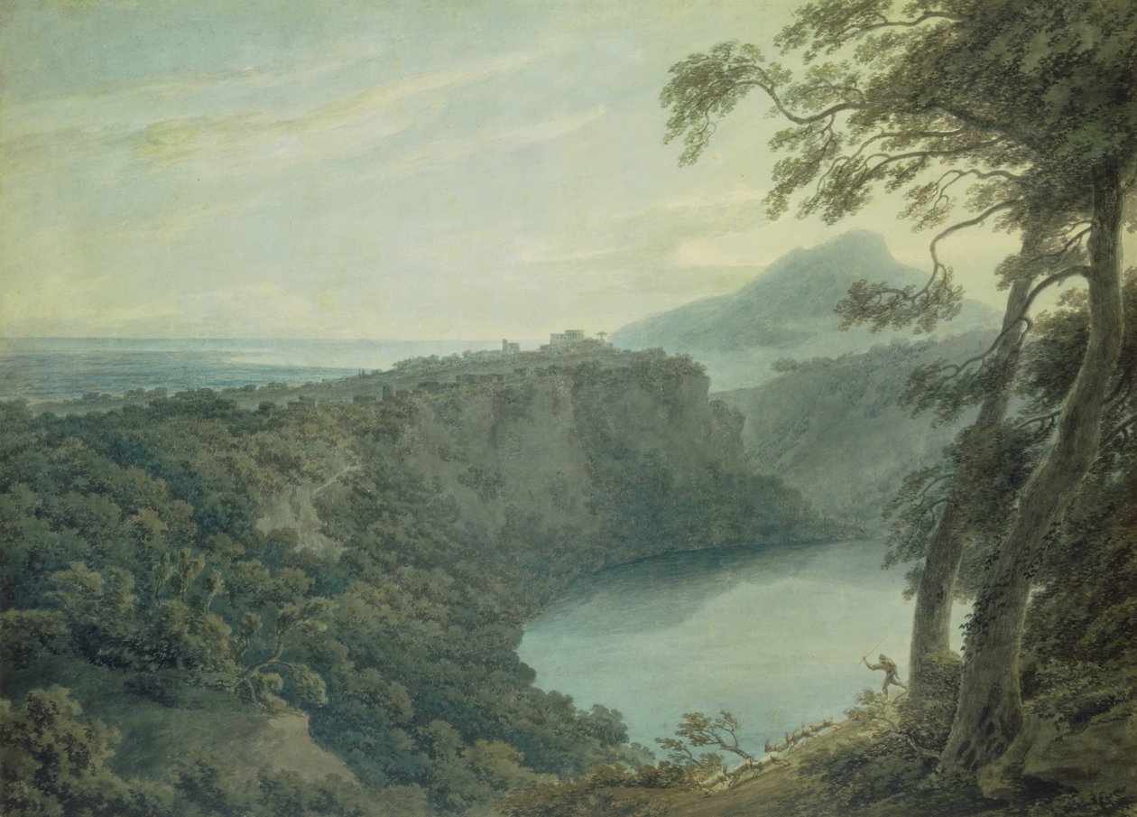 Le Lac de Nemi et la Ville de Genzano, XVIIIe siècle - John Robert Cozens