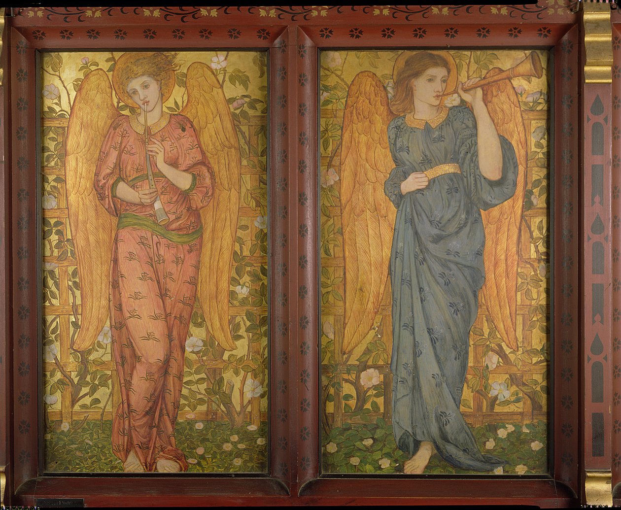 Anges avec un hautbois et une trompette, 1861-62 - John Roddam Spencer Stanhope