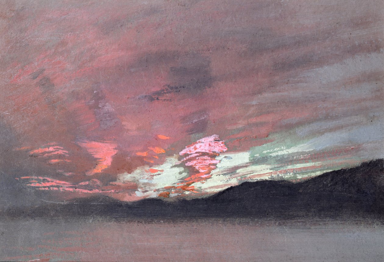 Coucher de soleil orageux depuis Brantwood, maison de Ruskin en Cumbria - John Ruskin