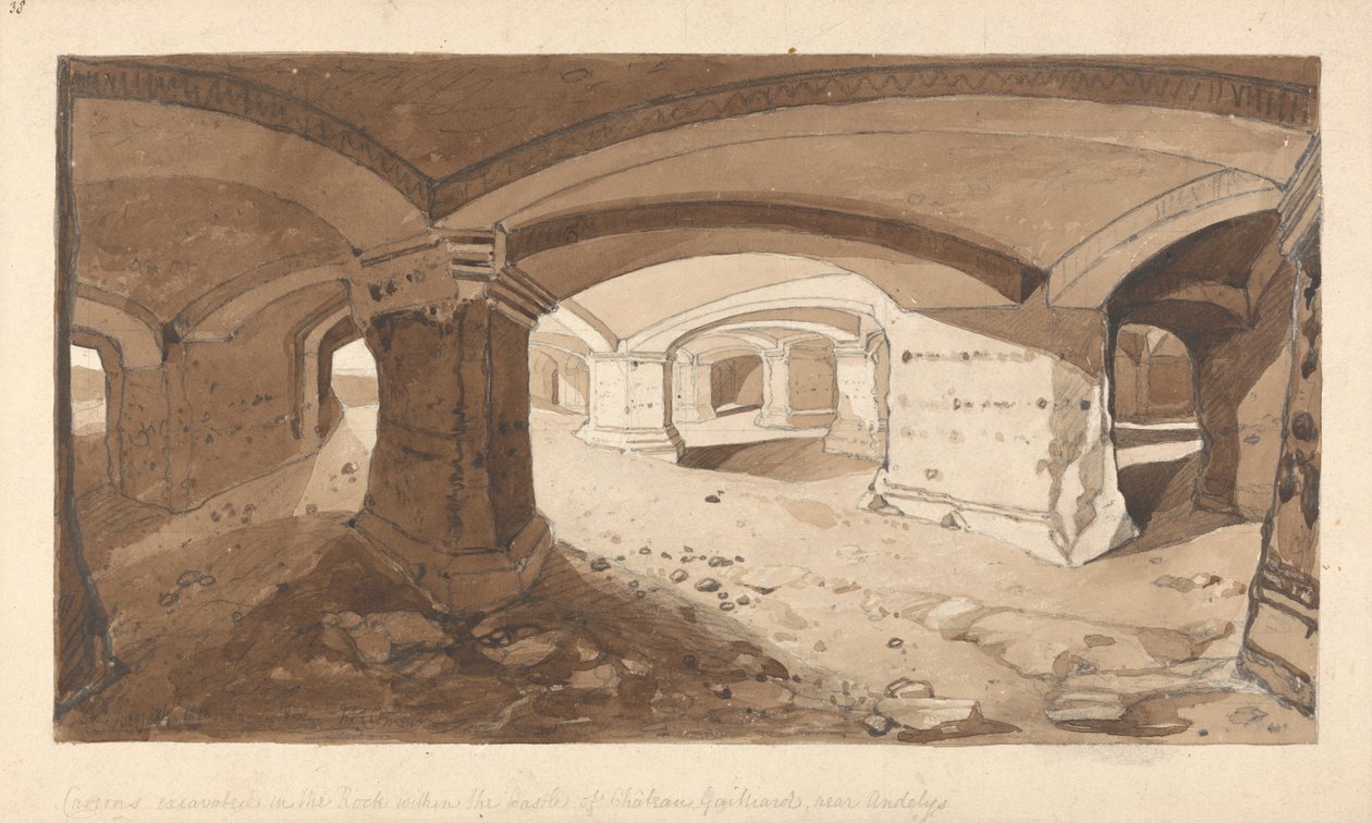 Cavernes excavées dans le rocher du château de Château Gaillard, près d