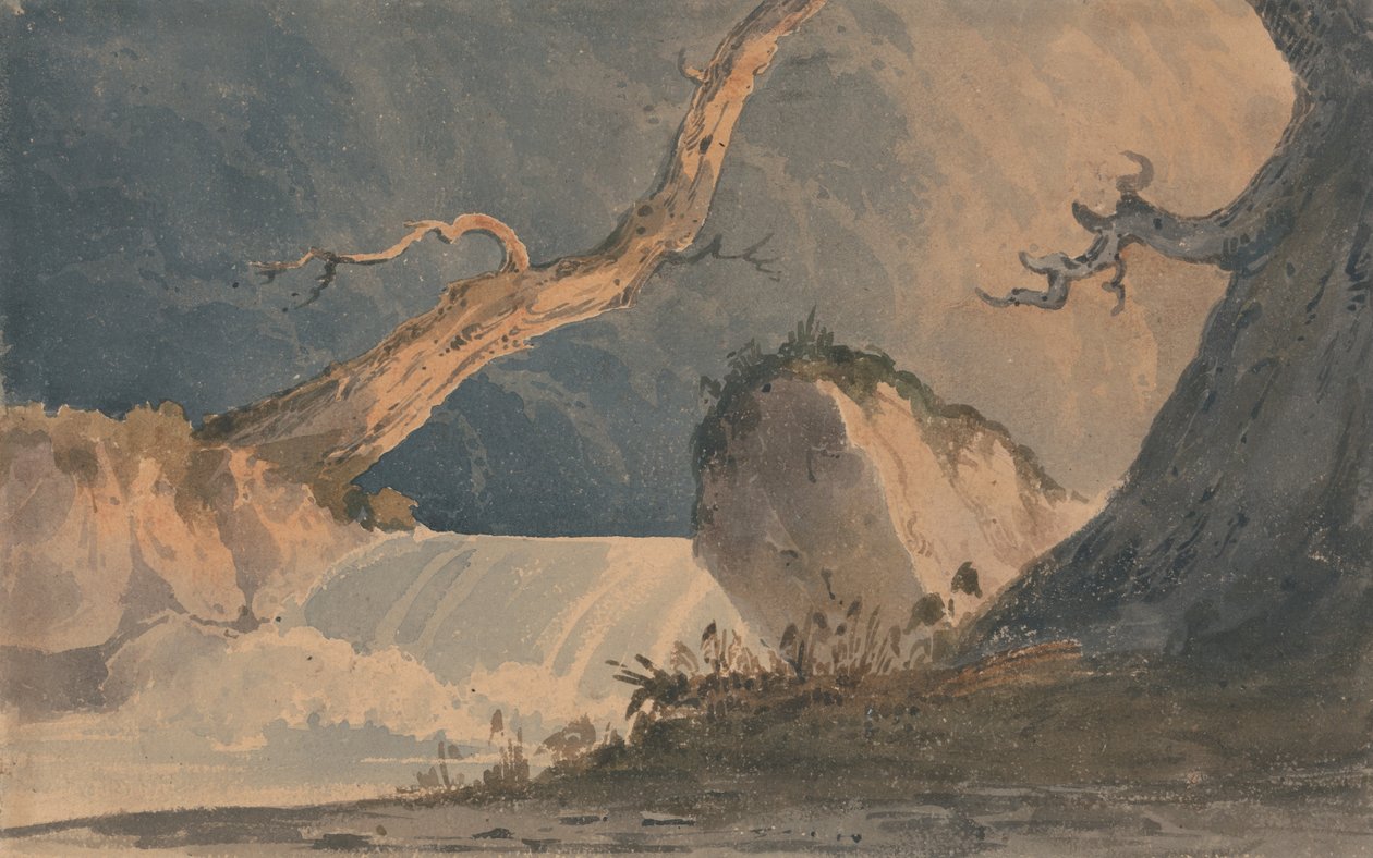 Cascade dans un paysage désolé - John Sell Cotman