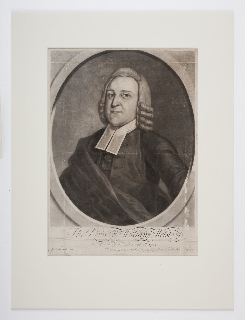 Le révérend M. William Welsteed de Boston, Nouvelle-Angleterre, vers 1753 (mezzotinte) - John Singleton Copley