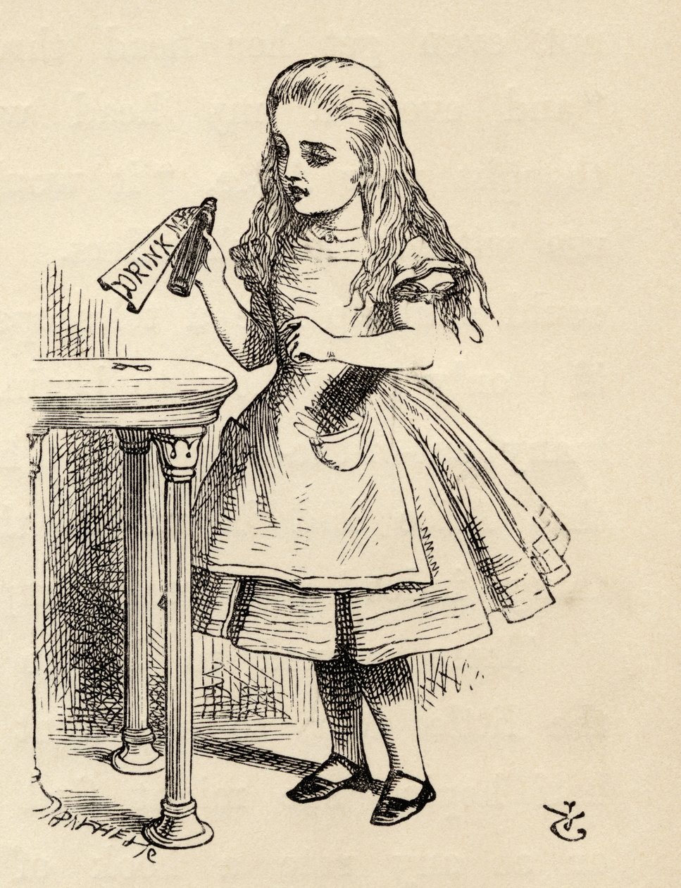 Alice regardant la bouteille 