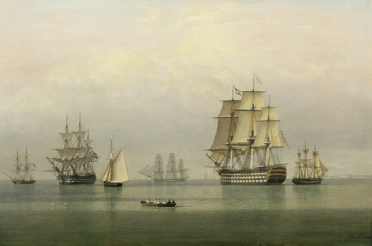 Navires de guerre sur une mer calme - John Ward of Hull