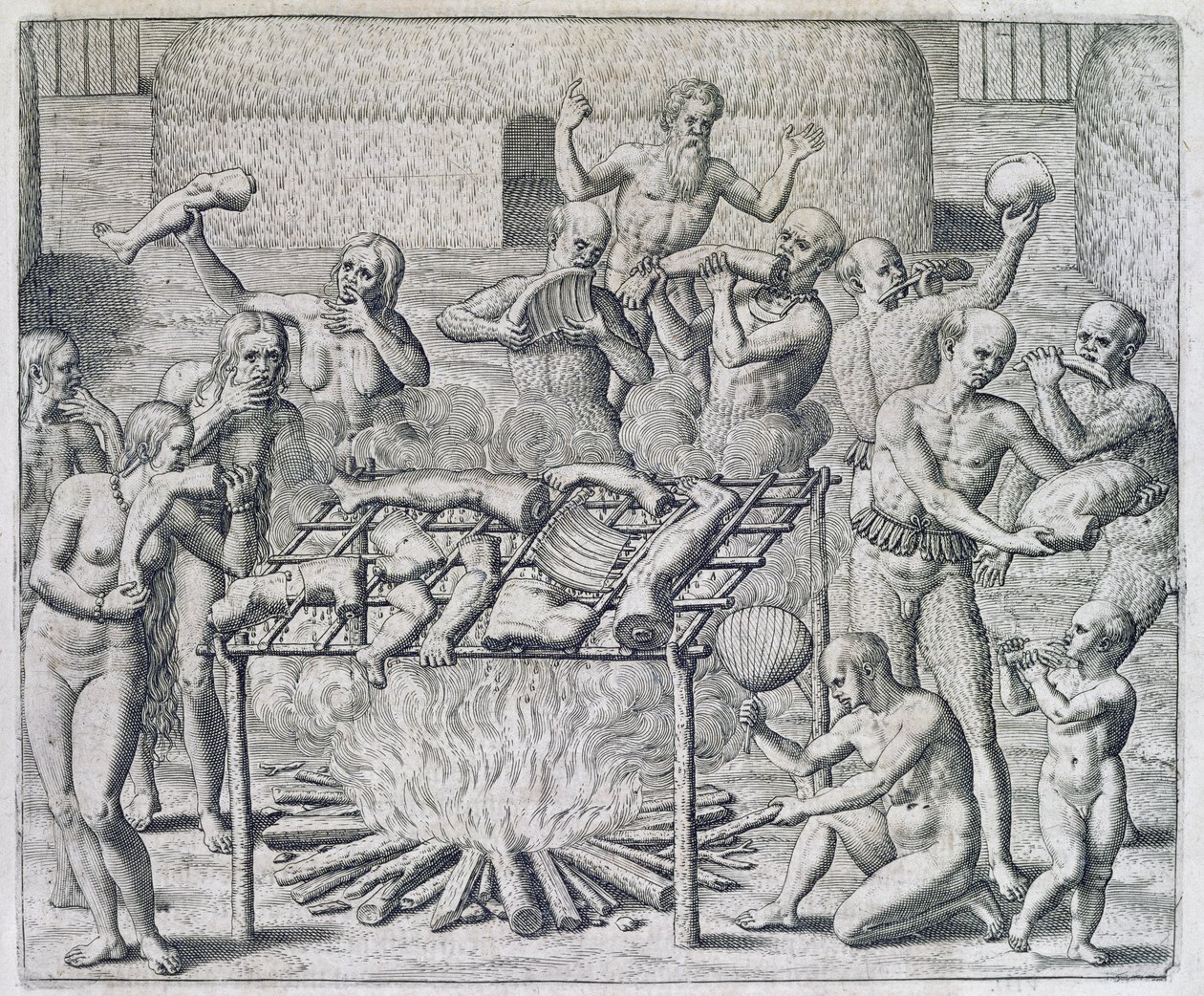Festin cannibale, gravé par Theodor de Bry - John White