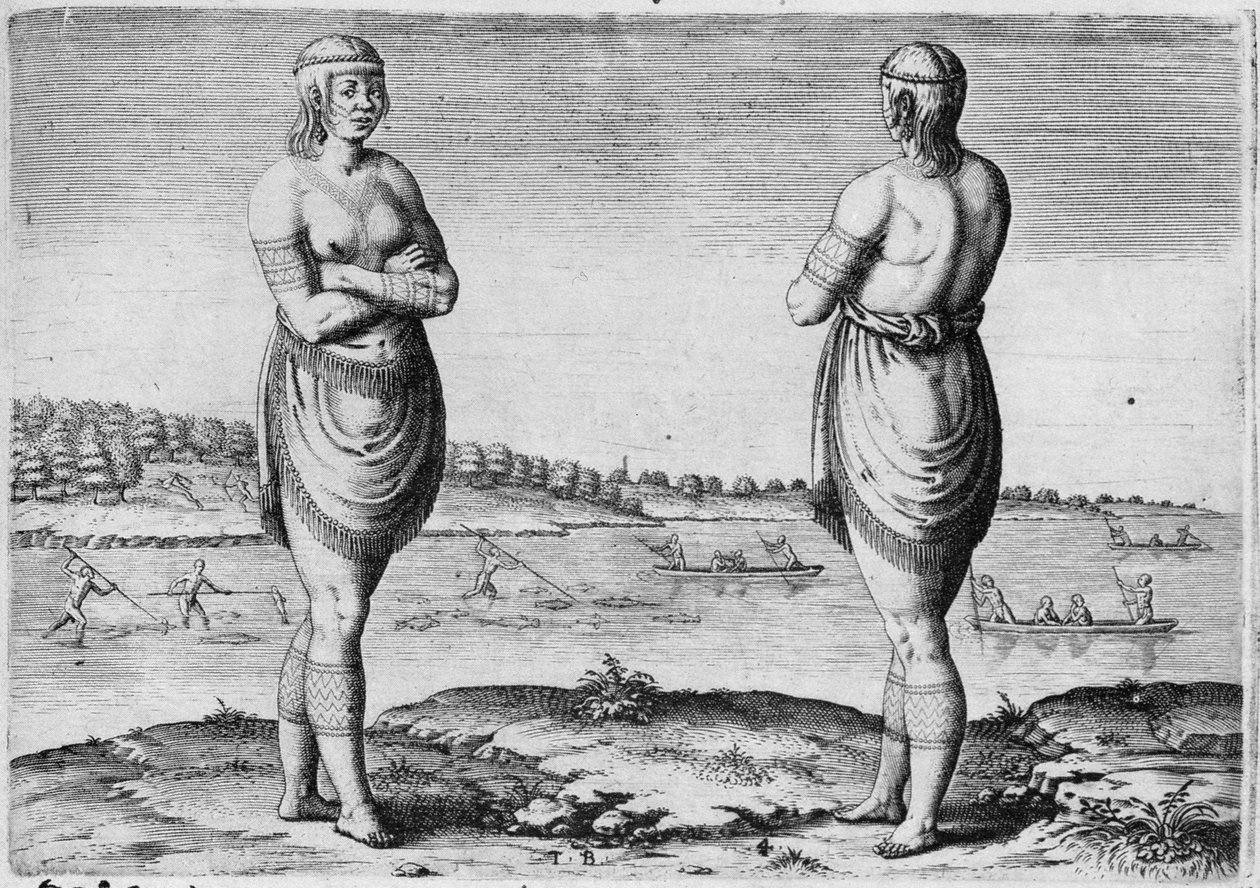 Femme indienne de Secoton, gravée par Theodor de Bry (1528-1598) - John White