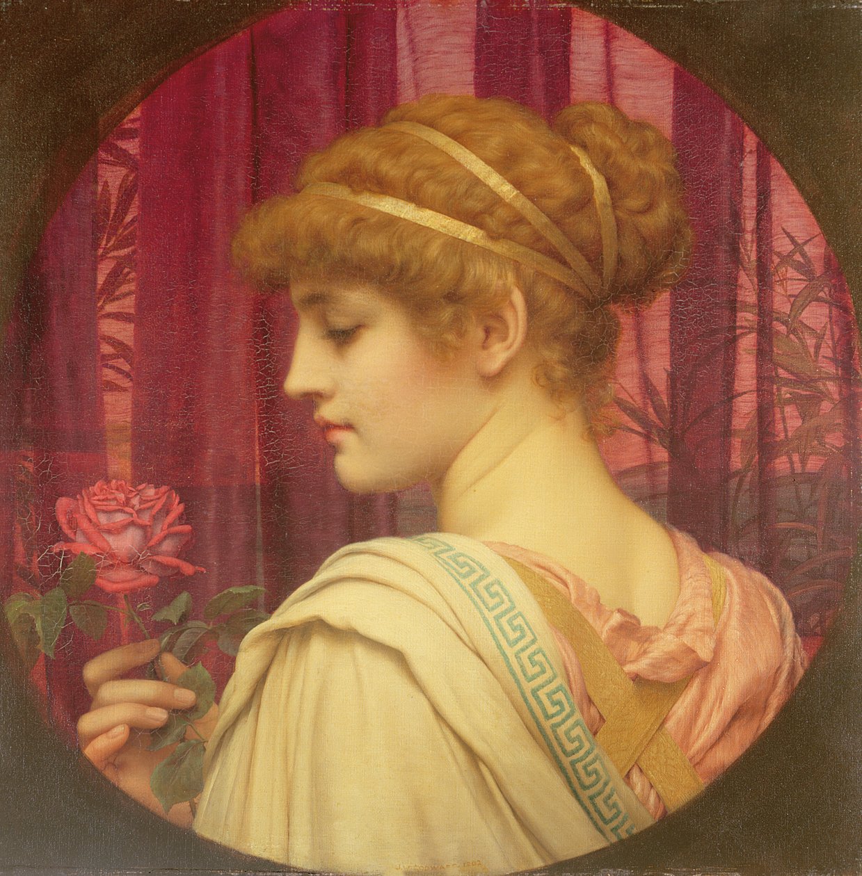 Fille avec une rose rouge - John William Godward